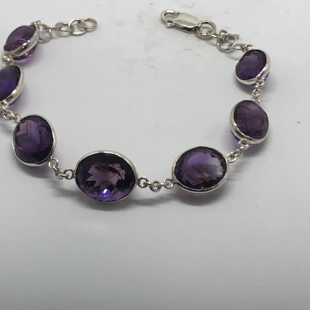 Women Bracelet Sterling Silver with Amethyst